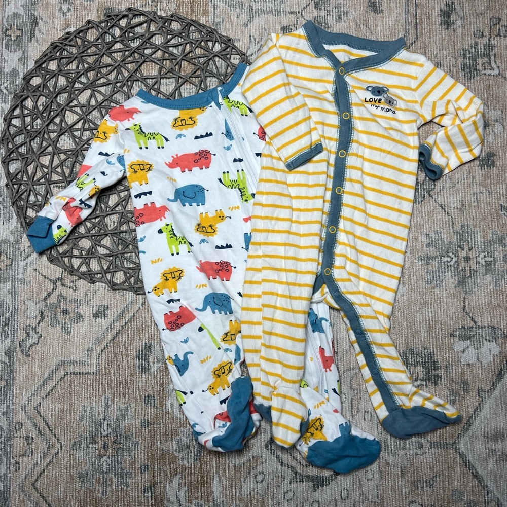 Carter's, Koala Baby Colorful Animal and Yellow Striped Footies